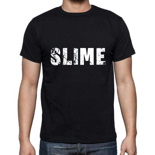 Slime Mens Short Sleeve Round Neck T-Shirt 5 Letters Black Word 00006 - Casual