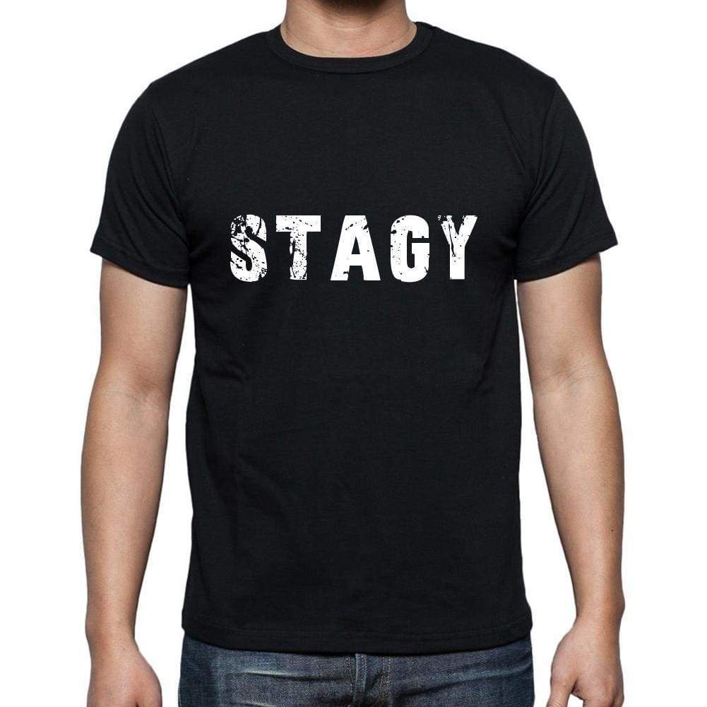 Stagy Mens Short Sleeve Round Neck T-Shirt 5 Letters Black Word 00006 - Casual