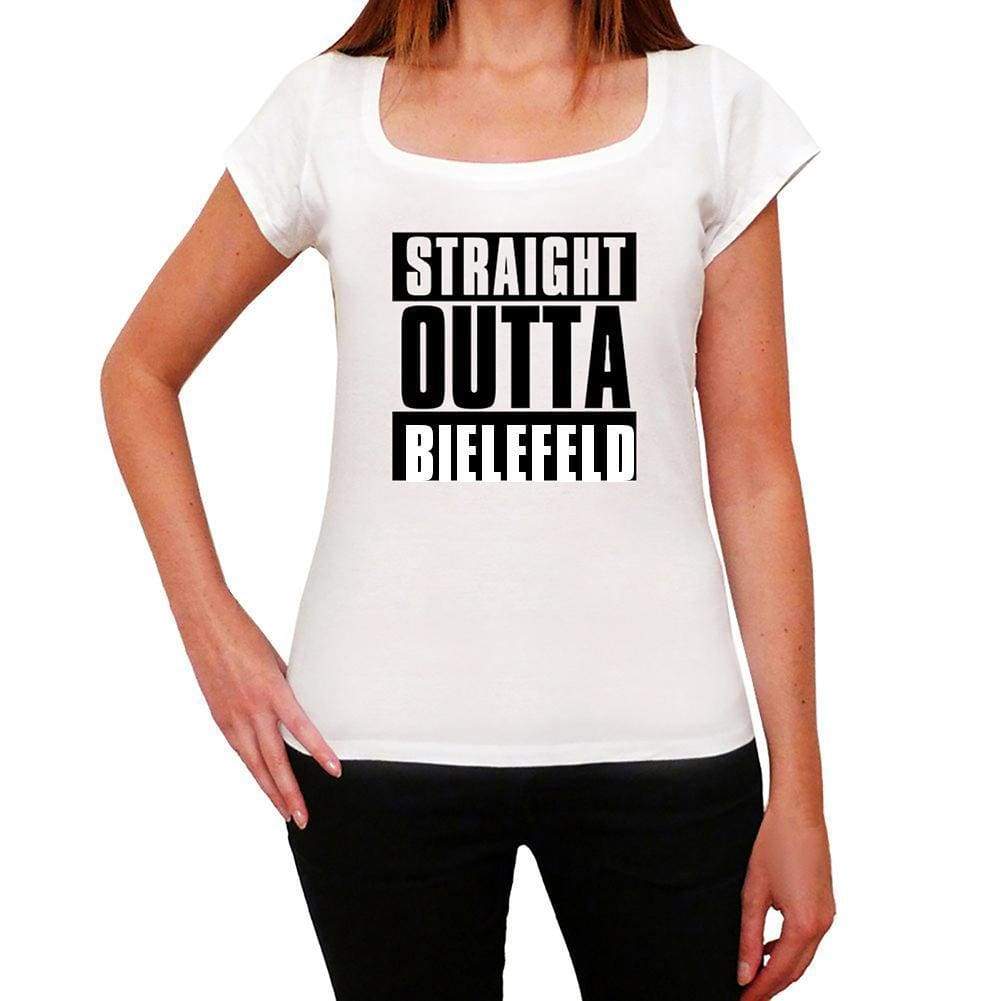 Straight Outta Bielefeld Womens Short Sleeve Round Neck T-Shirt 00026 - White / Xs - Casual