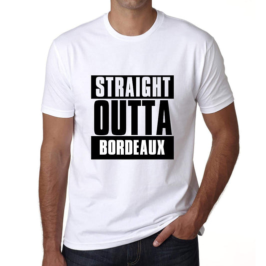 Straight Outta Bordeaux Mens Short Sleeve Round Neck T-Shirt 00027 - White / S - Casual