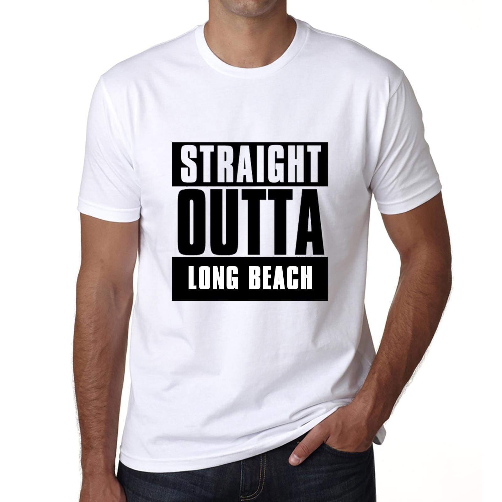 Straight Outta Long Beach Mens Short Sleeve Round Neck T-Shirt 00027 - White / S - Casual