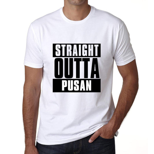 Straight Outta Pusan Mens Short Sleeve Round Neck T-Shirt 00027 - White / S - Casual