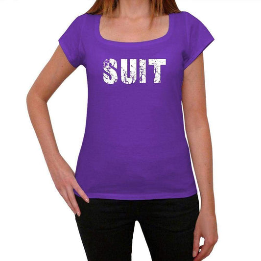 Suit Purple Womens Short Sleeve Round Neck T-Shirt 00041 - Purple / Xs - Casual