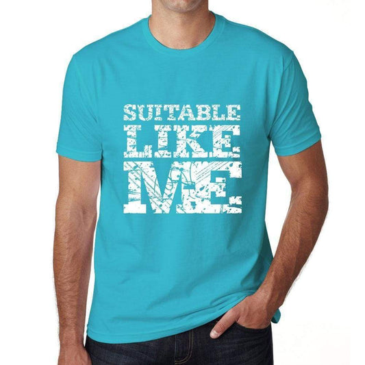 Suitable Like Me Blue Mens Short Sleeve Round Neck T-Shirt - Blue / S - Casual