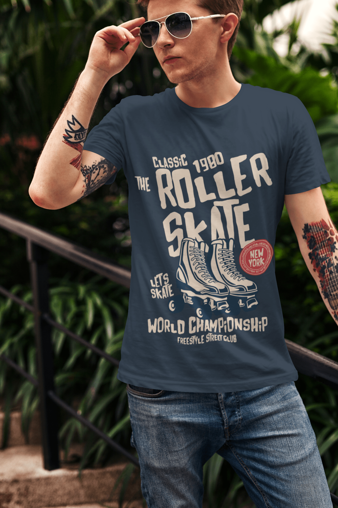 ULTRABASIC Men's T-Shirt Classic 1980 Roller Skate - NY Street Club Tee Shirt