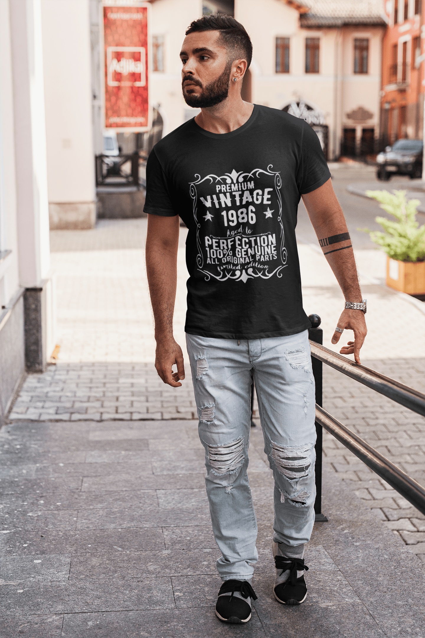 Premium Vintage Year 1986, Black, Men's Short Sleeve Round Neck T-shirt, gift t-shirt 00347