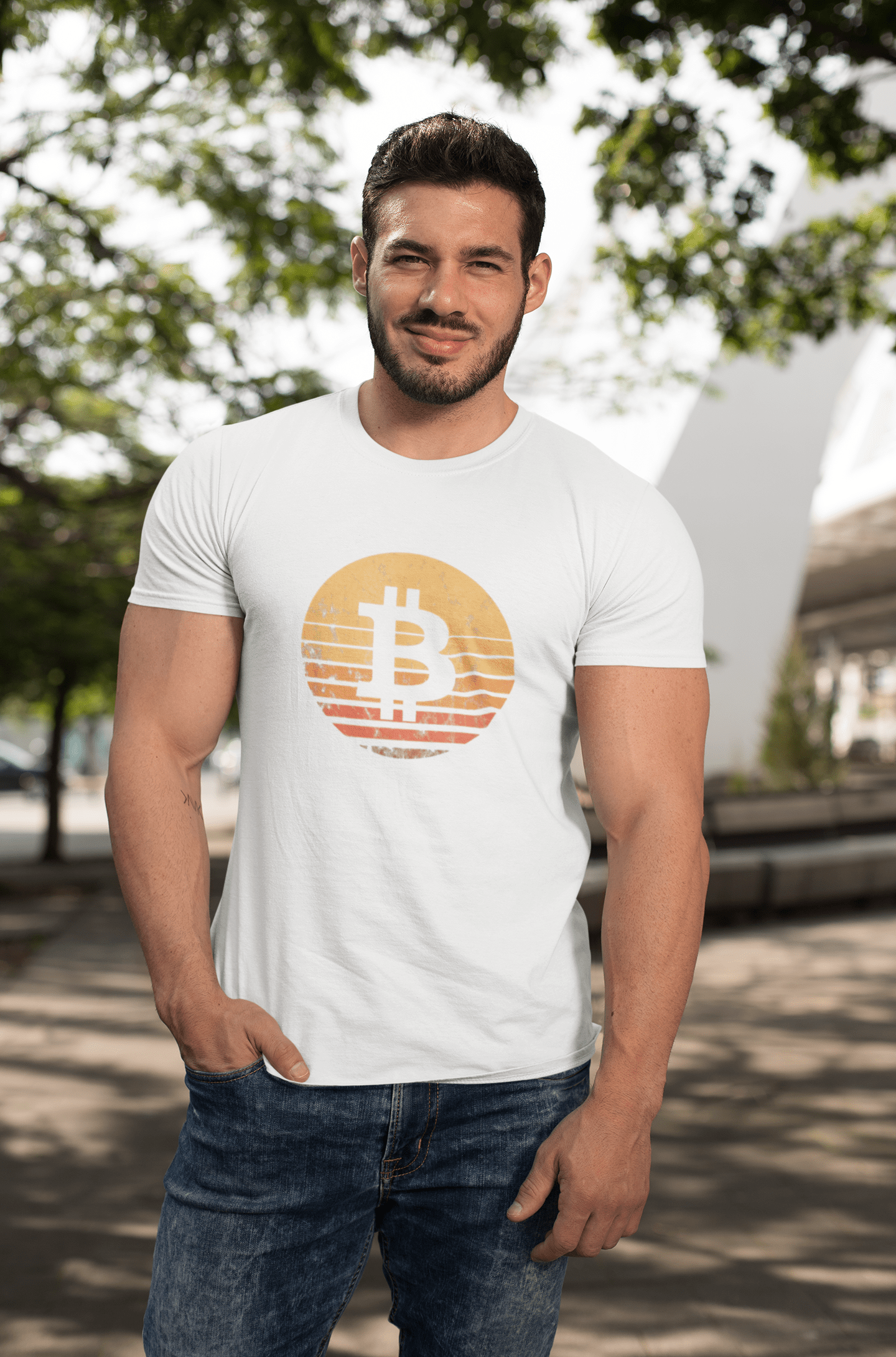 Ultrabasic® Homme T-Shirt Graphique Bitcoin Ancien Le Coucher du Soleil BTC HODL Idée Cadeau Tee Crypto Traders