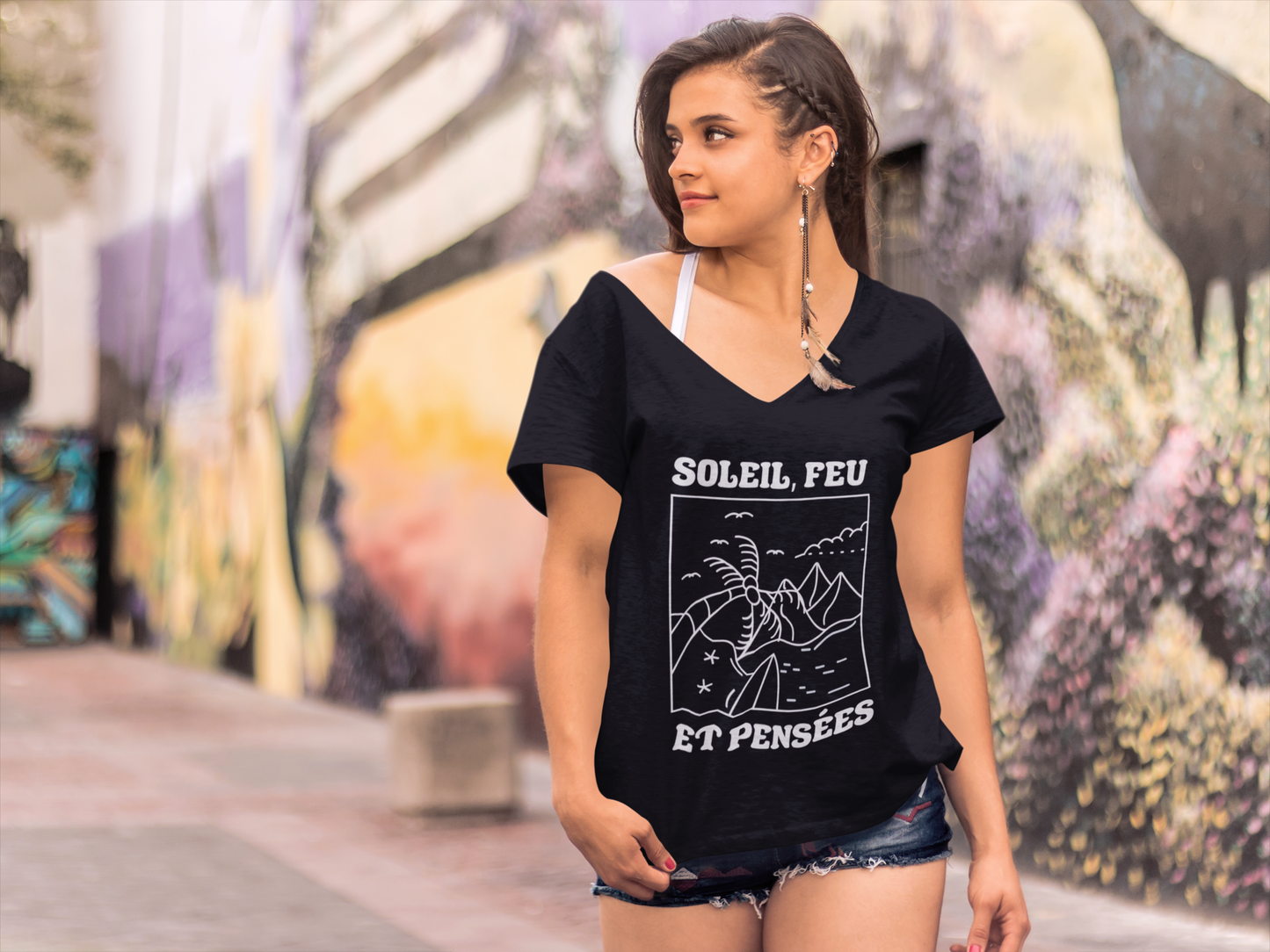 ULTRABASIC T-Shirt Bio Femme Soleil, feu et Pensées - Voyage dans le désert