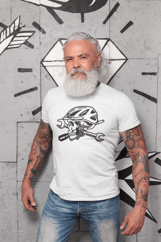 ULTRABASIC Men's Graphic T-Shirt Bicycle Skull - Funny Gift Shirt for Biker