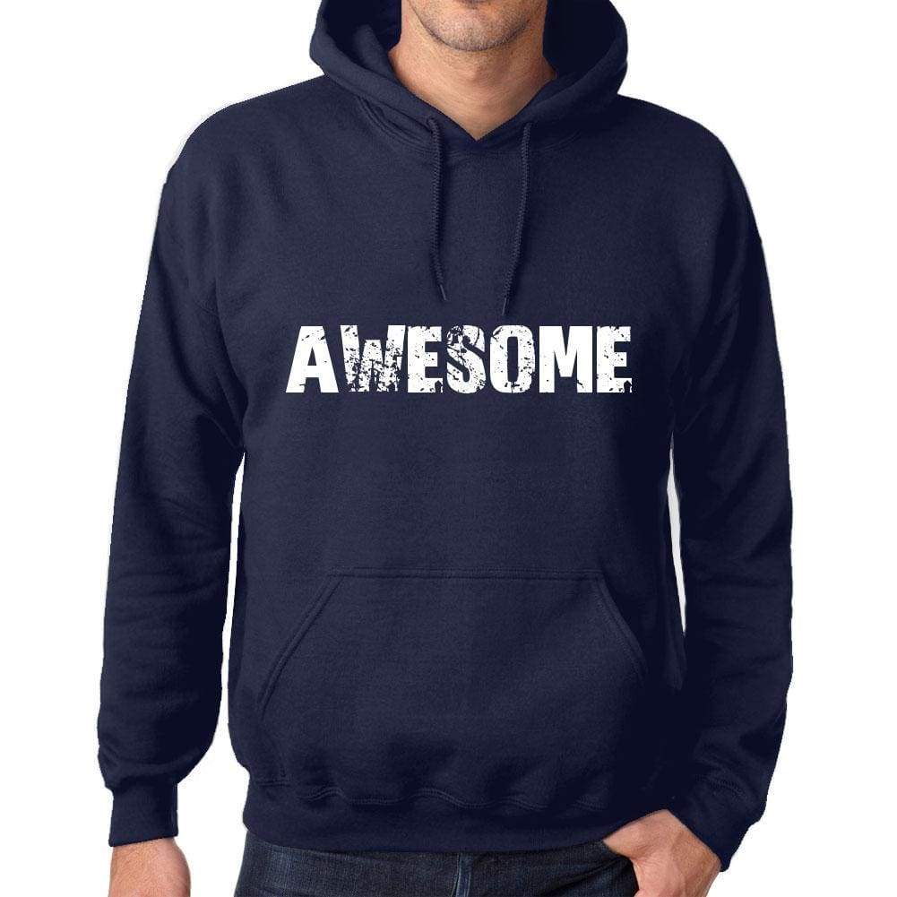 Unisex Printed Graphic Cotton Hoodie Popular Words Awesome French Navy - French Navy / Xs / Cotton - Hoodies