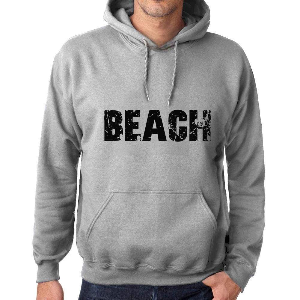 Unisex Printed Graphic Cotton Hoodie Popular Words Beach Grey Marl - Grey Marl / Xs / Cotton - Hoodies