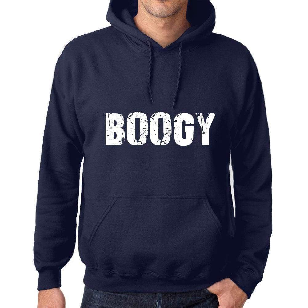 Unisex Printed Graphic Cotton Hoodie Popular Words Boogy French Navy - French Navy / Xs / Cotton - Hoodies