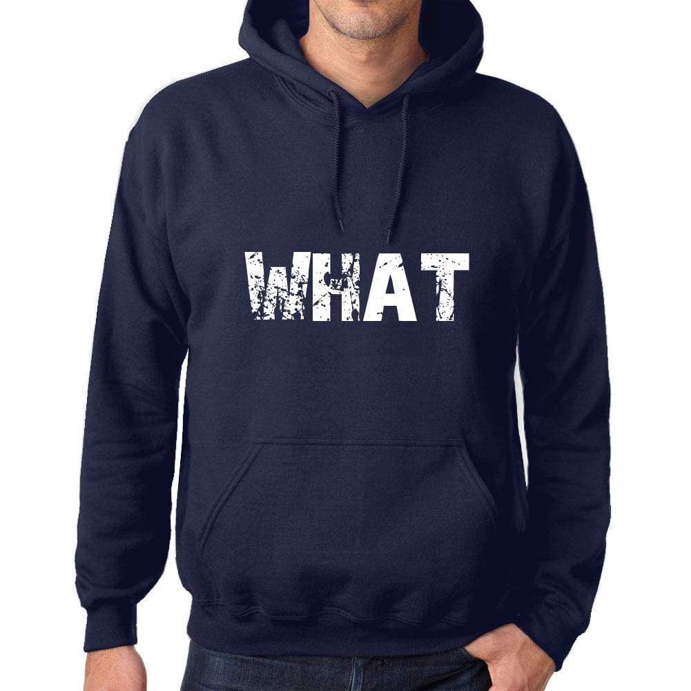 Unisex Printed Graphic Cotton Hoodie Popular Words What French Navy - French Navy / Xs / Cotton - Hoodies