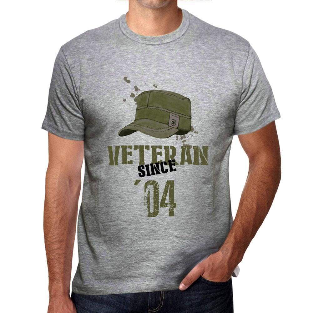 Veteran Since 04 Mens T-Shirt Grey Birthday Gift 00435 - Grey / S - Casual