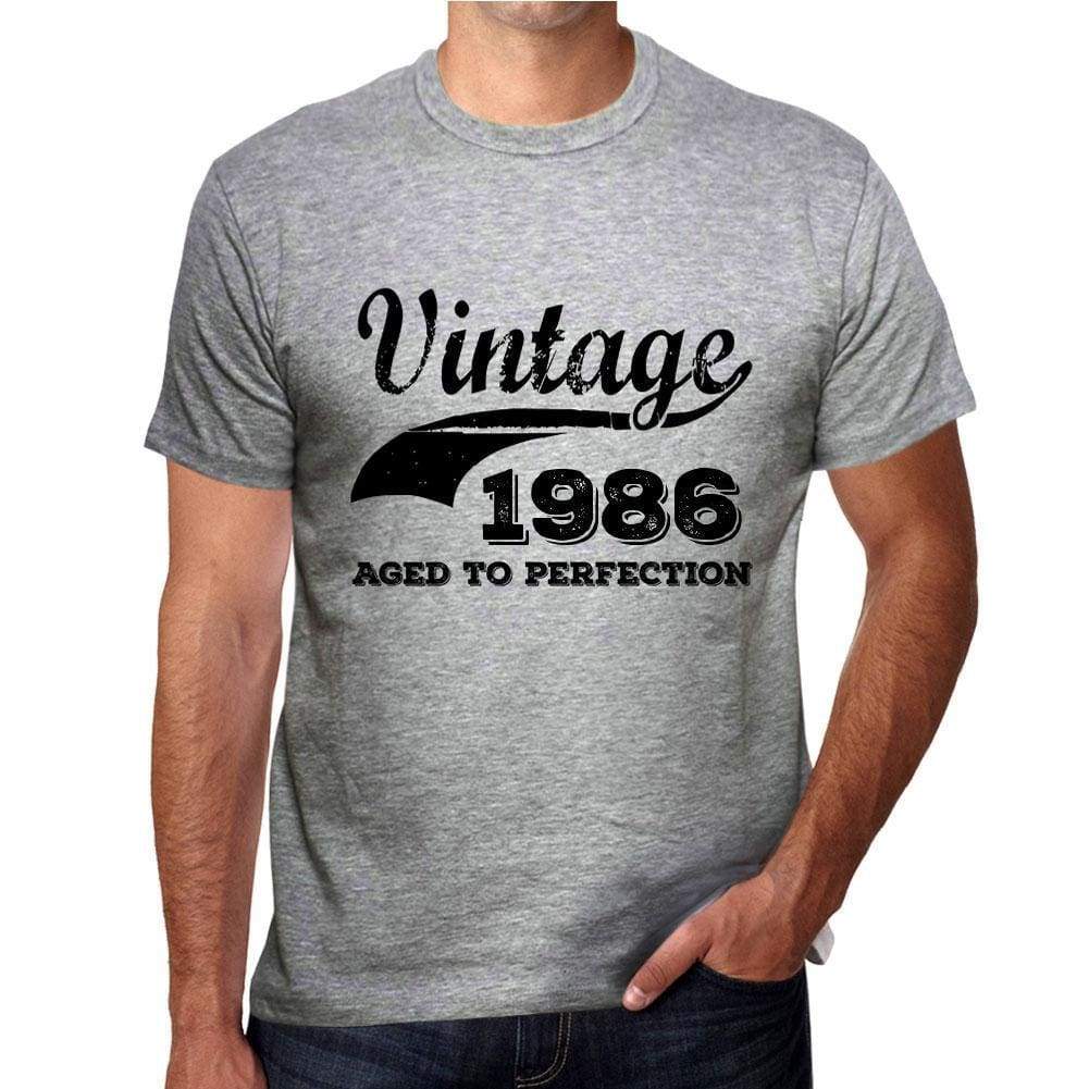 Vintage Aged To Perfection 1986 Grey Mens Short Sleeve Round Neck T-Shirt Gift T-Shirt 00346 - Grey / S - Casual