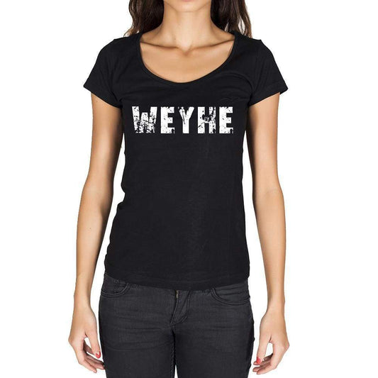 Weyhe German Cities Black Womens Short Sleeve Round Neck T-Shirt 00002 - Casual