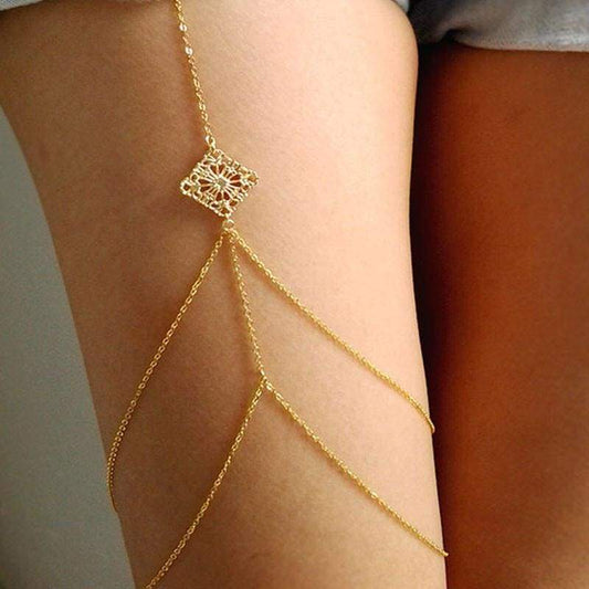 Women Body Jewelry Handmade Chain Tassel Thigh Leg Chain Bracelet - Ultrabasic