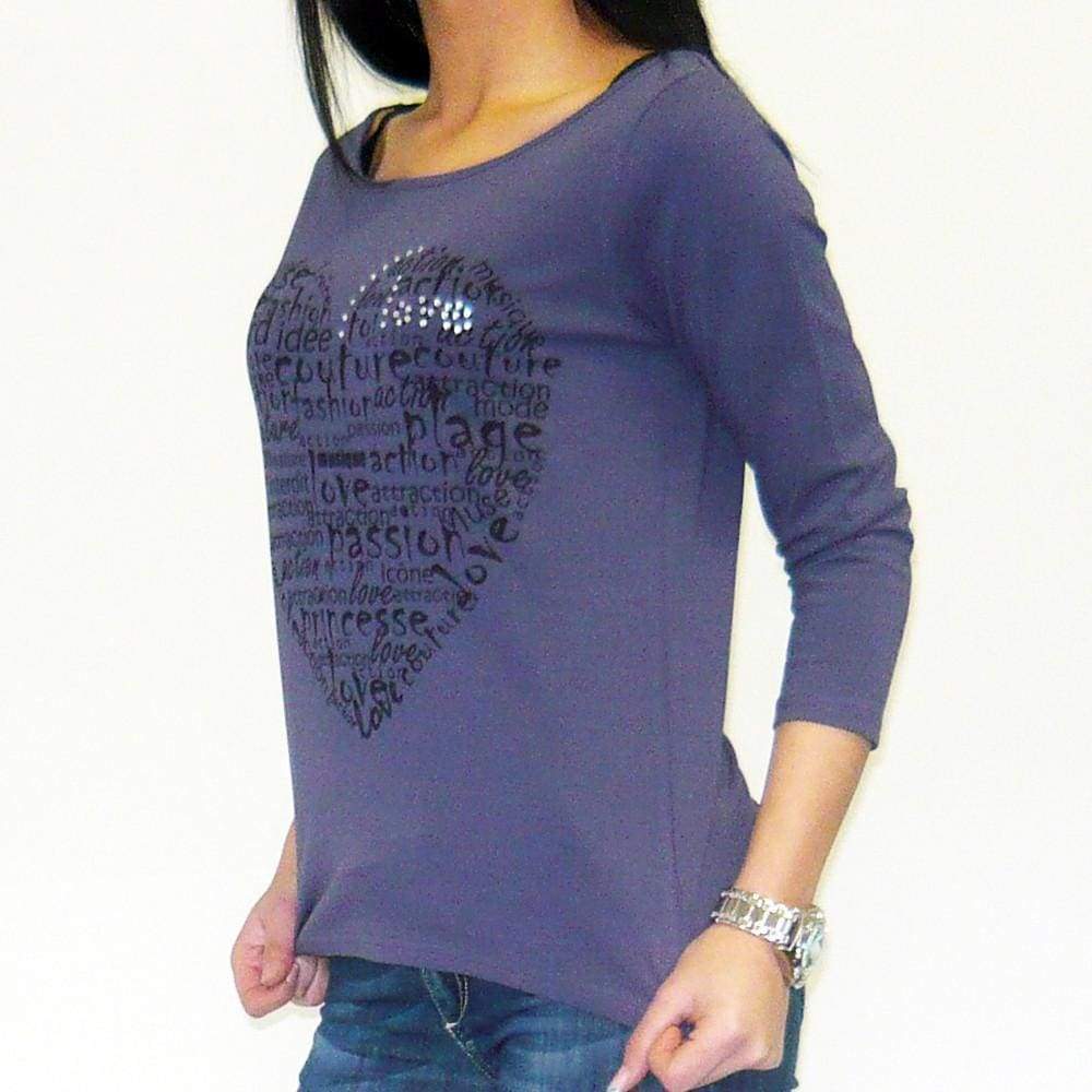 Womens 3/4 Sleeve Top One In The City Passion