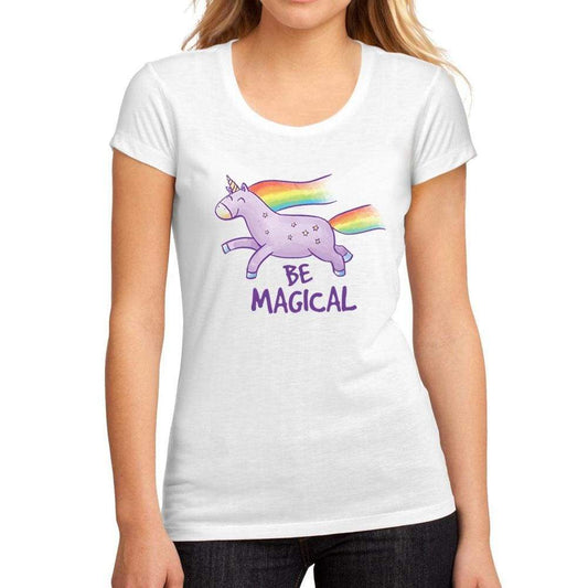 Womens Graphic T-Shirt Be Magical Unicorn White - White / S / Cotton - T-Shirt