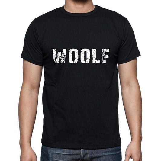 Woolf Mens Short Sleeve Round Neck T-Shirt 5 Letters Black Word 00006 - Casual