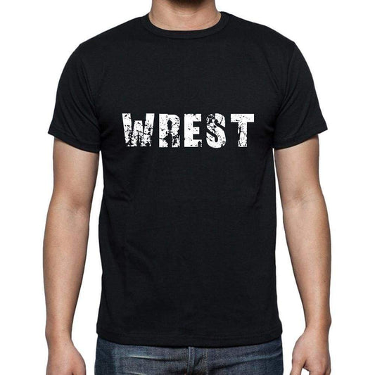 wrest Men's Short Sleeve Round Neck T-shirt , 5 letters Black , word 00006 - Ultrabasic