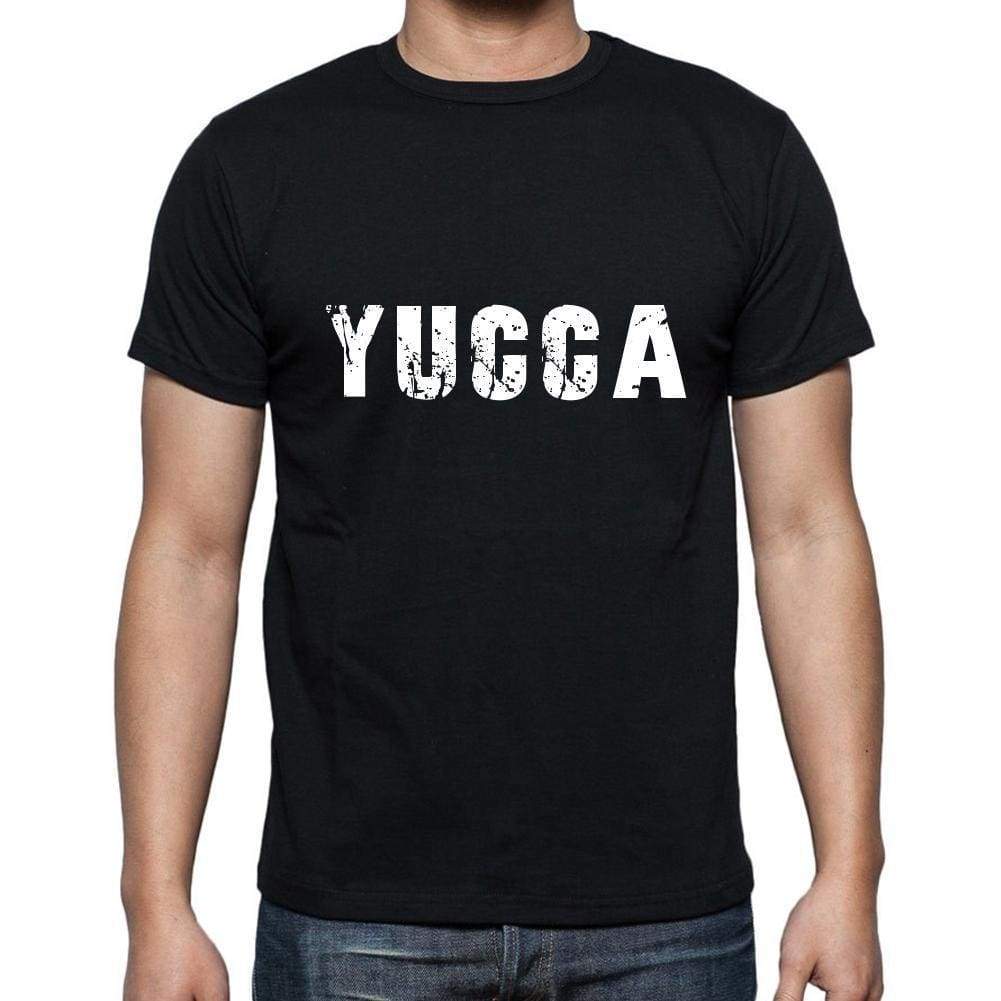 yucca Men's Short Sleeve Round Neck T-shirt , 5 letters Black , word 00006 - Ultrabasic