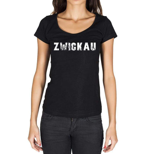 Zwickau German Cities Black Womens Short Sleeve Round Neck T-Shirt 00002 - Casual